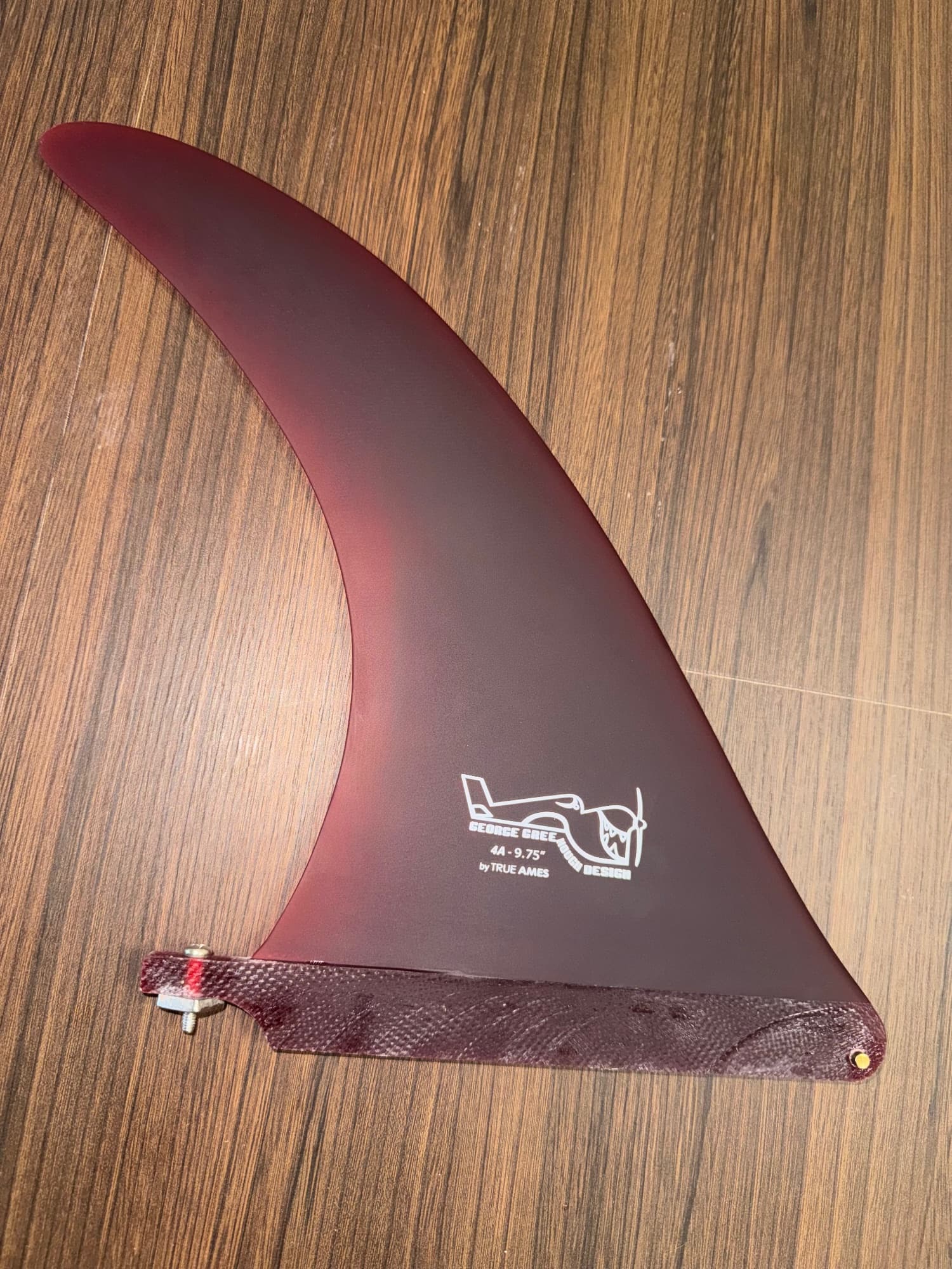 New True Ames Greenough 4A 9.75" Single Longboard Fin Red