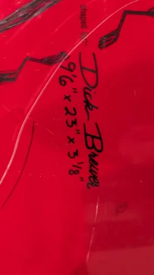 Red Longboard Surfboard Dick Brewer 9'6 Tuflite - Thumbnail 4