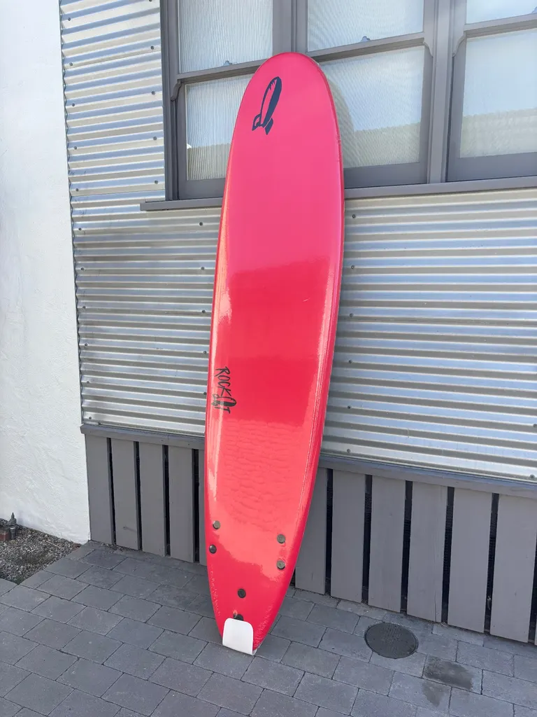 8’0 Softtop Surfboard By Rocket Surf (Red) - Image 1