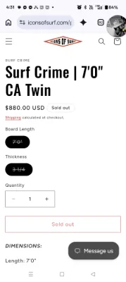 7'0 Crime CA Twin SoftTop - Thumbnail 10